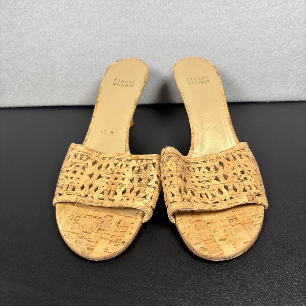 Stuart Weitzman Women's Cork Slide Sandals Open Toe Slip On Size 10M Casual